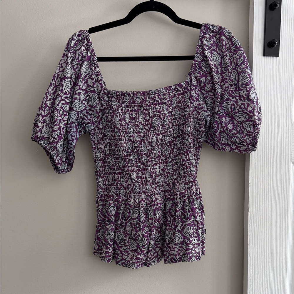 Chic Purple Floral Women's Peplum Blouse